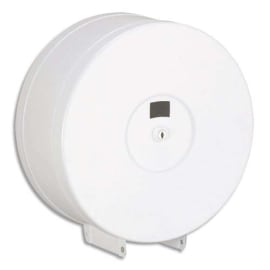 ROSSIGNOL Distributeur de papier hygiénique 400m en métal Blanc époxy - Diamètre 29, profondeur 11,8 cm