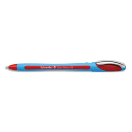 SCHNEIDER Stylo bille SLIDER MEMO à capuchon,pointe large,corps caoutchouc,encre indélébile Rouge