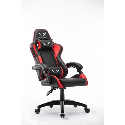 WE Gamium Fauteuil gamer ajustable avec coussins de soutien, en polyuréthane et nylon 5 roues, vérin classe 4