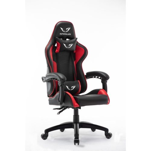WE Gamium Fauteuil gamer ajustable avec coussins de soutien, en polyuréthane et nylon 5 roues, vérin classe 4