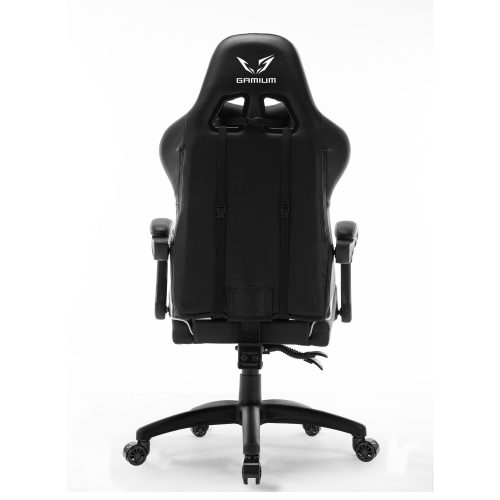 WE Gamium Fauteuil gamer blanc ajustable avec coussins de soutien, en polyuréthane et nylon 5 roues, vérin classe 4