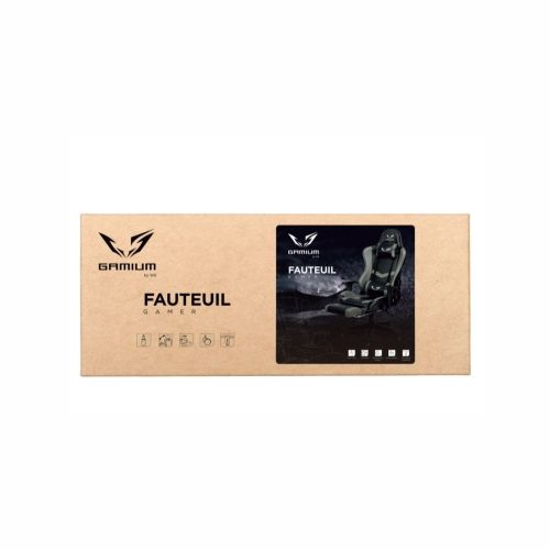 WE Gamium Fauteuil gamer ajustable avec coussins de soutien, en polyuréthane et nylon 5 roues, reposepied, vérin classe 3, accoudoirs 2D, base détachable, noir