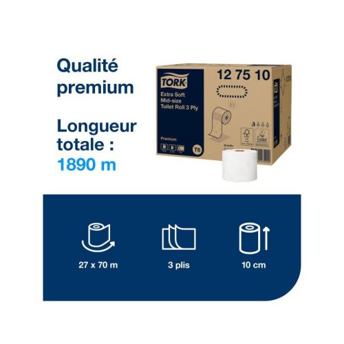PH TORK rouleau mid-size extra doux 3pls T6 ECOLABEL - Ct 27 rlx