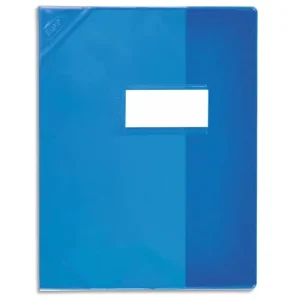 OXFORD Protège-cahier 17x22cm Strong Line cristal 15/100è + coins renforcés (30/100è). Coloris Bleu