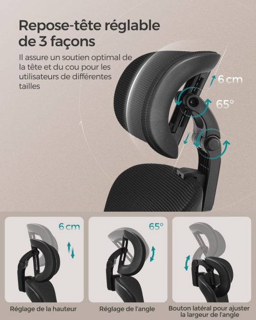 Fauteuil de bureau ergonomique noir d’encre