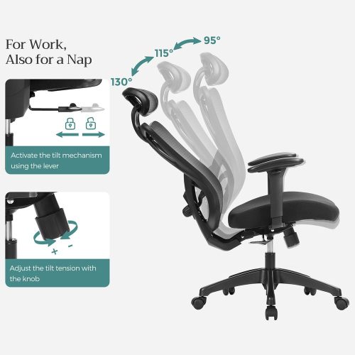 Fauteuil de bureau ergonomique réglable noir