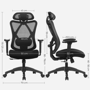 Fauteuil de bureau ergonomique réglable noir