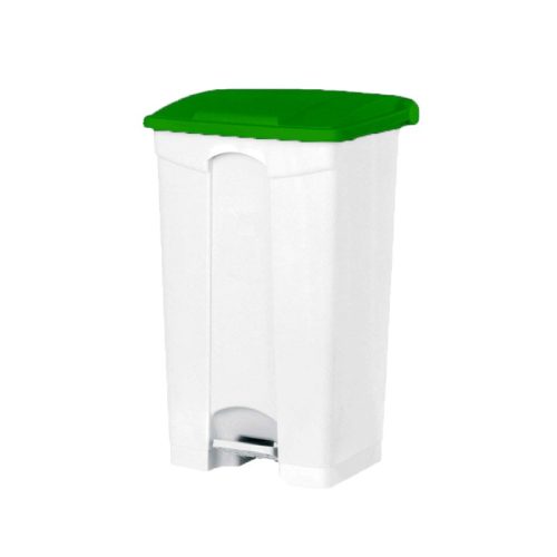 Poubelle PP blanche à pédale 50L couvercle couleurs