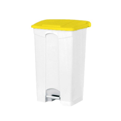 Poubelle PP blanche à pédale 50L couvercle couleurs