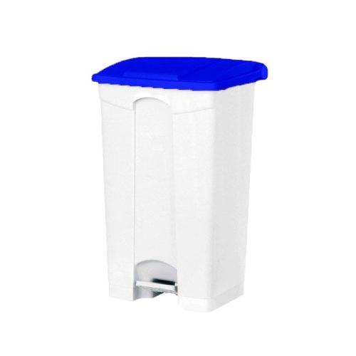 Poubelle PP blanche à pédale 50L couvercle couleurs