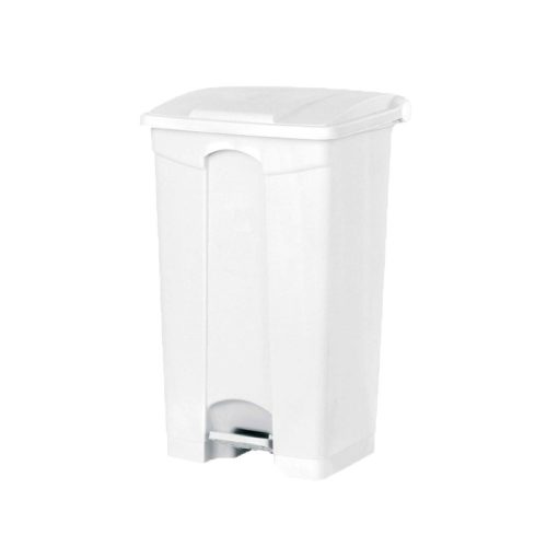 Poubelle PP blanche à pédale 50L couvercle couleurs