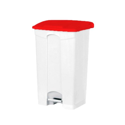Poubelle PP blanche à pédale 50L couvercle couleurs