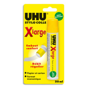 UHU Stylo colle transparente, embout tampon en tissu, sans solvant. Format économique 50ml