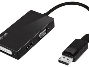 LogiLink DisplayPort 4K vers adaptateur DVI/HDMI/VGA, noir