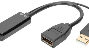 DIGITUS Adaptateur HDMI 4K vers DisplayPort, 0,2 m, noir