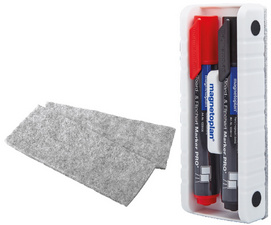 magnetoplan Effaceur de tableau aimanté avec 2 marqueurs