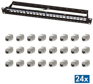 LogiLink 19" Modular Keystone Patch Panel EconLine, 24 Port