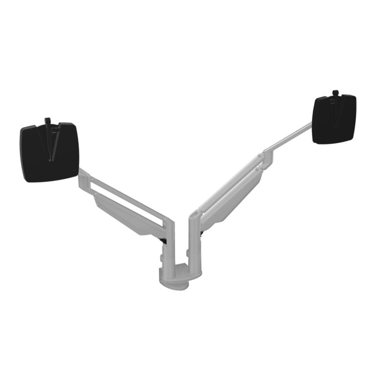 Bras support technique double P. 65 mm portée 43,3 cm métal lisse gris aluminium