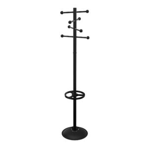 Portemanteau SAPHIR structure en acier verni noir 8 patères porte-parapluies avec égouttoir intégrés noir H. 171 cm Base ø 36,5 cm