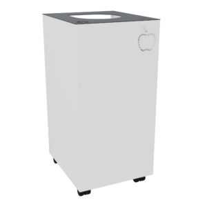 Corbeille de tri sélectif 60L sur roulettes - dessus métal gris anthracite - corps métal lisse blanc